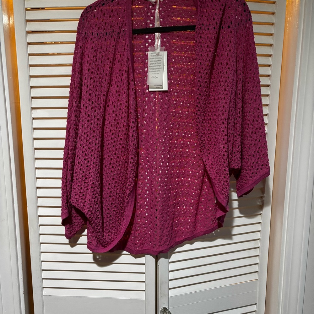 Grace Karin Fuchsia Open-Knit Cardigan